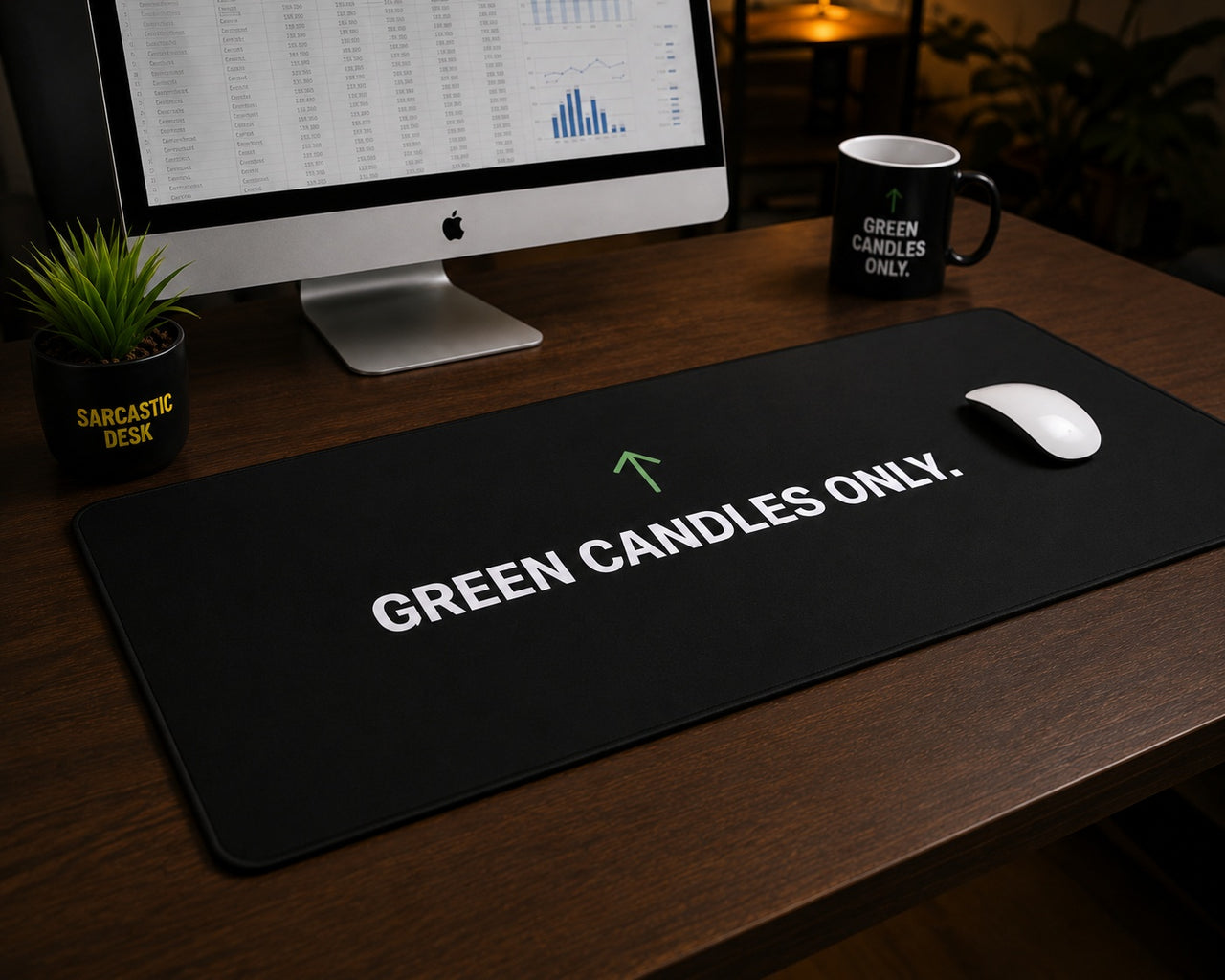 
Green Candles Only Desk Mat