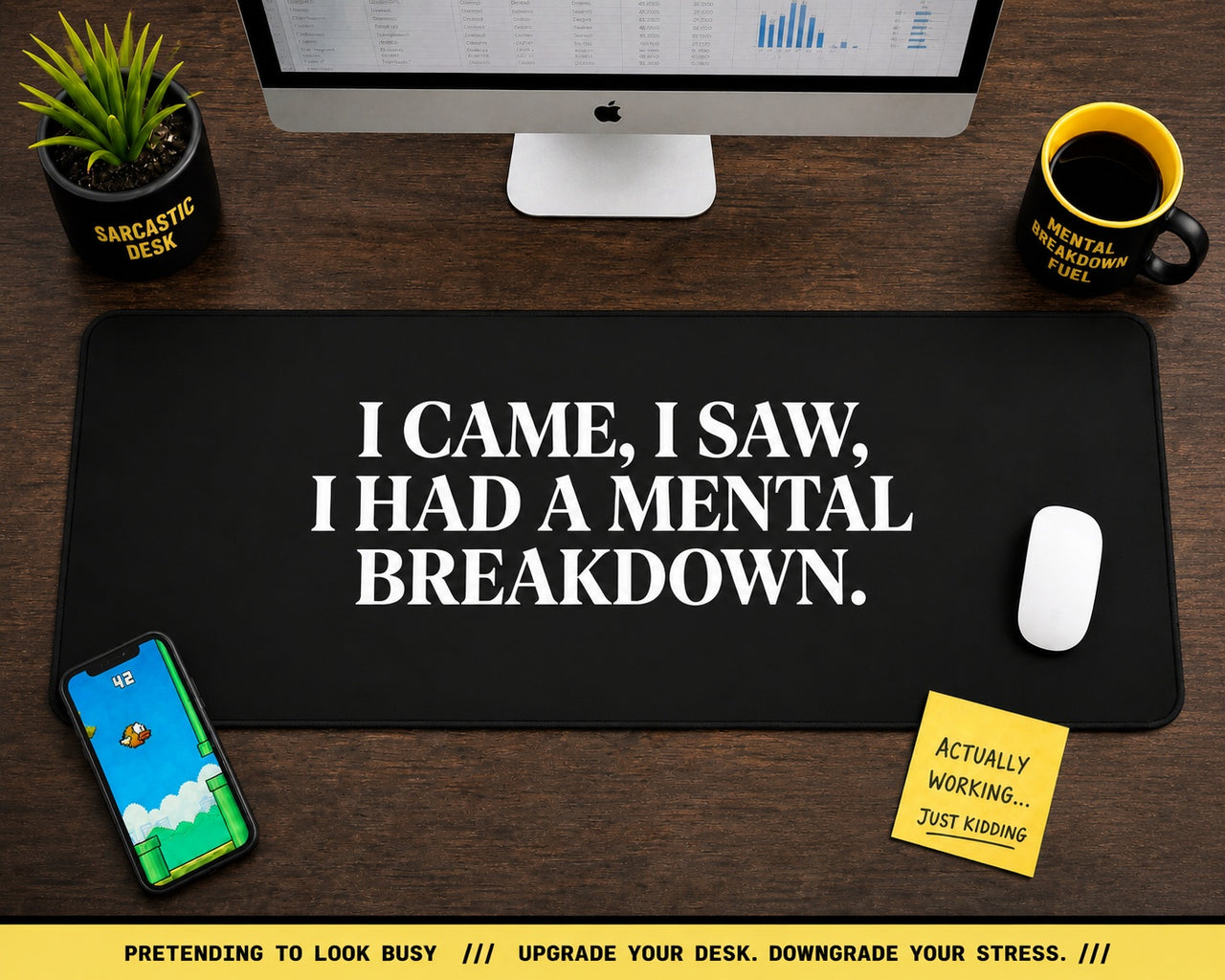
I Came, I Saw, I Had a Mental Breakdown Desk Mat