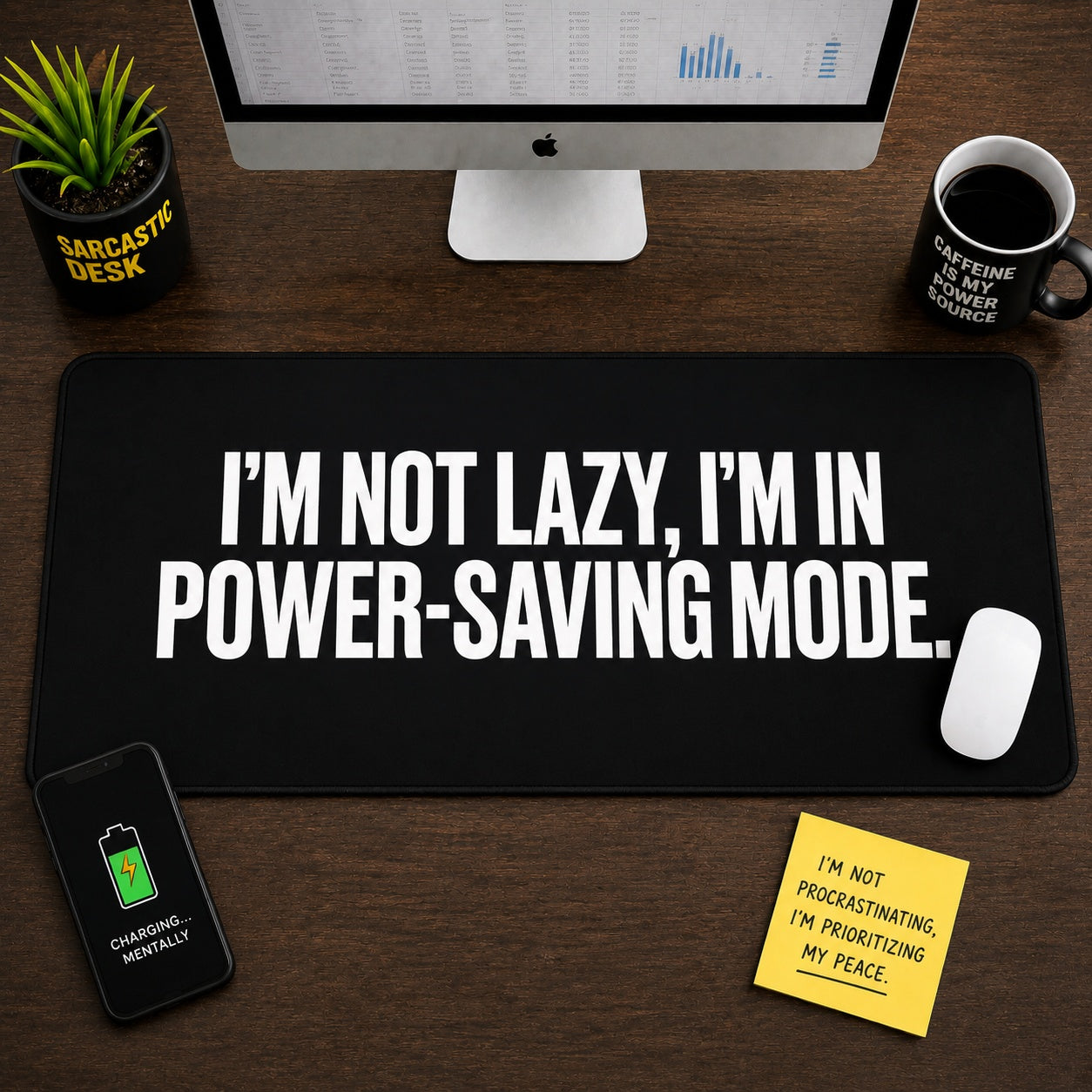 
Power-Saving Mode Desk Mat