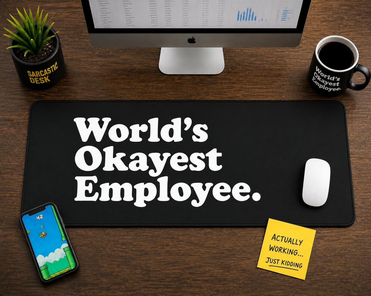 
World’s Okayest Employee Desk Mat