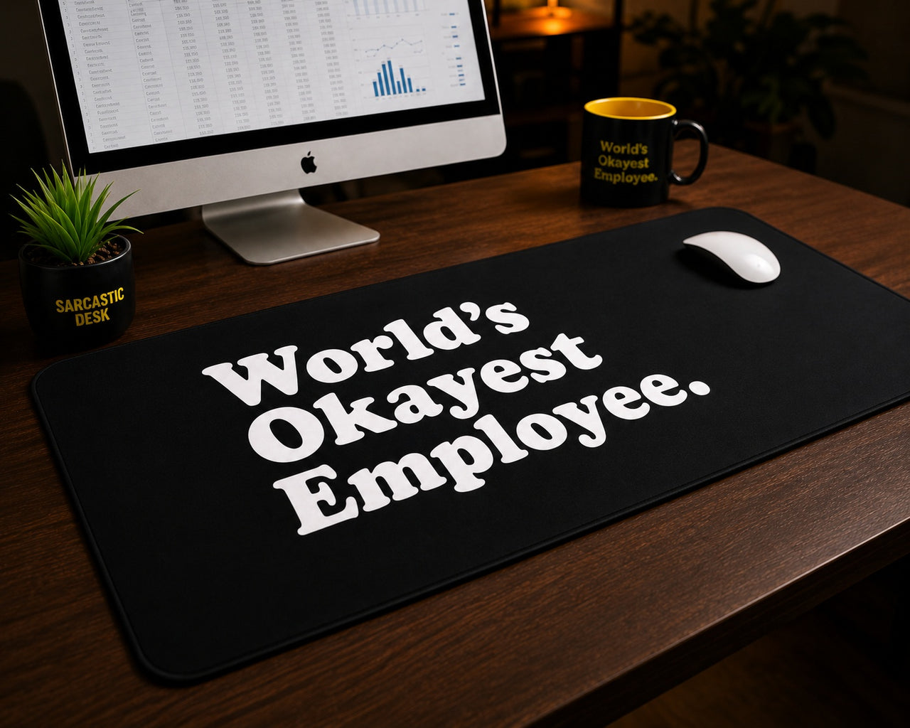 
World’s Okayest Employee Desk Mat